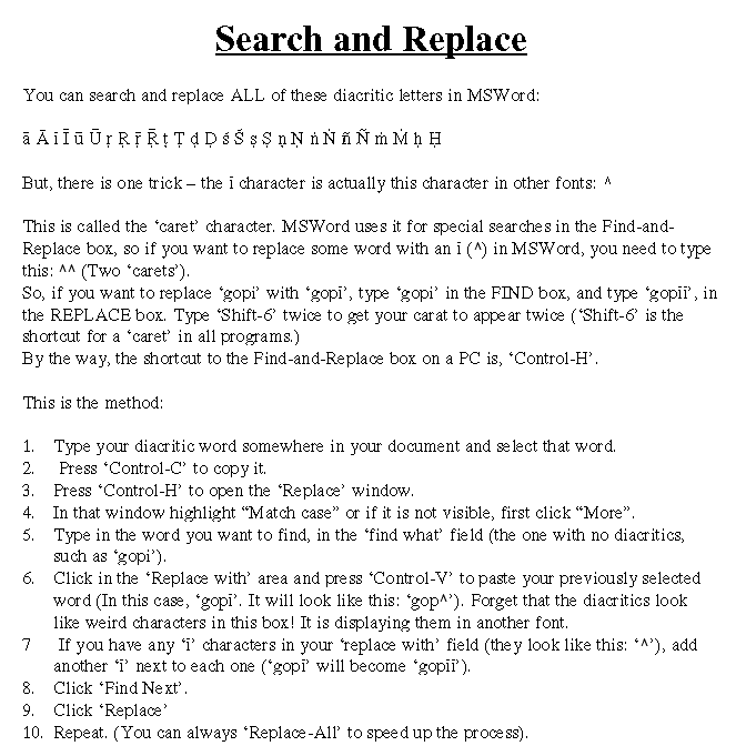 Search and Replace Tips